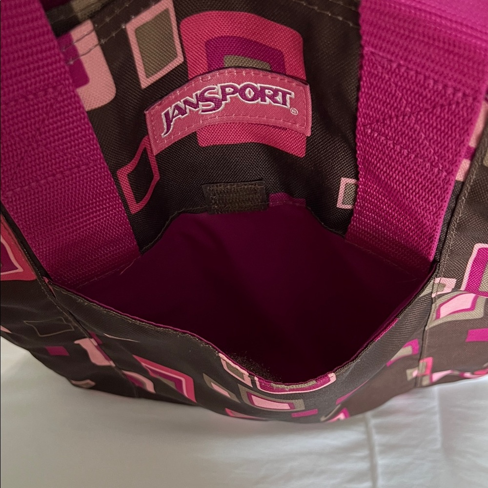 Jansport Geometric Pink and Brown Tote - Picture 4 of 8
